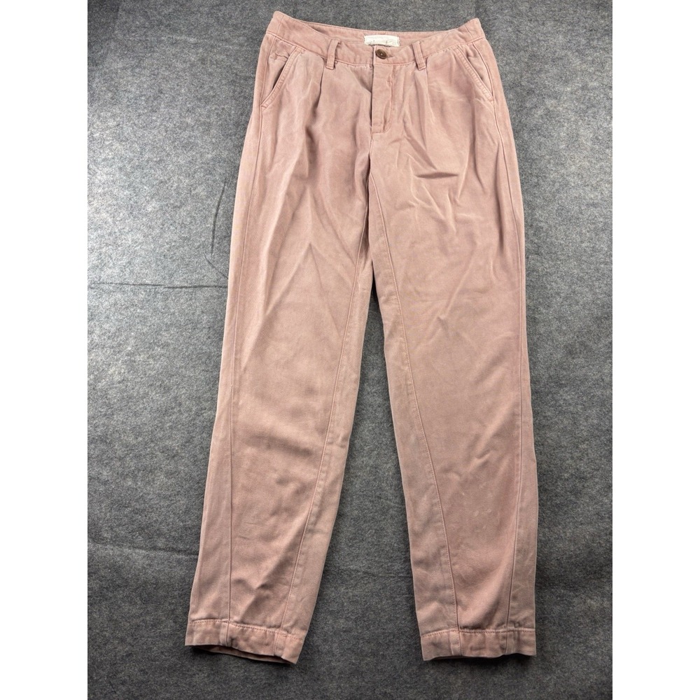 Anthropologie Pink Pleated Taper Scout Tapered Slim Pants Women's 27 Boho SEE